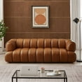 Roven MidCentury Modern Luxury Living Room Couch in Cognac Tan Leather