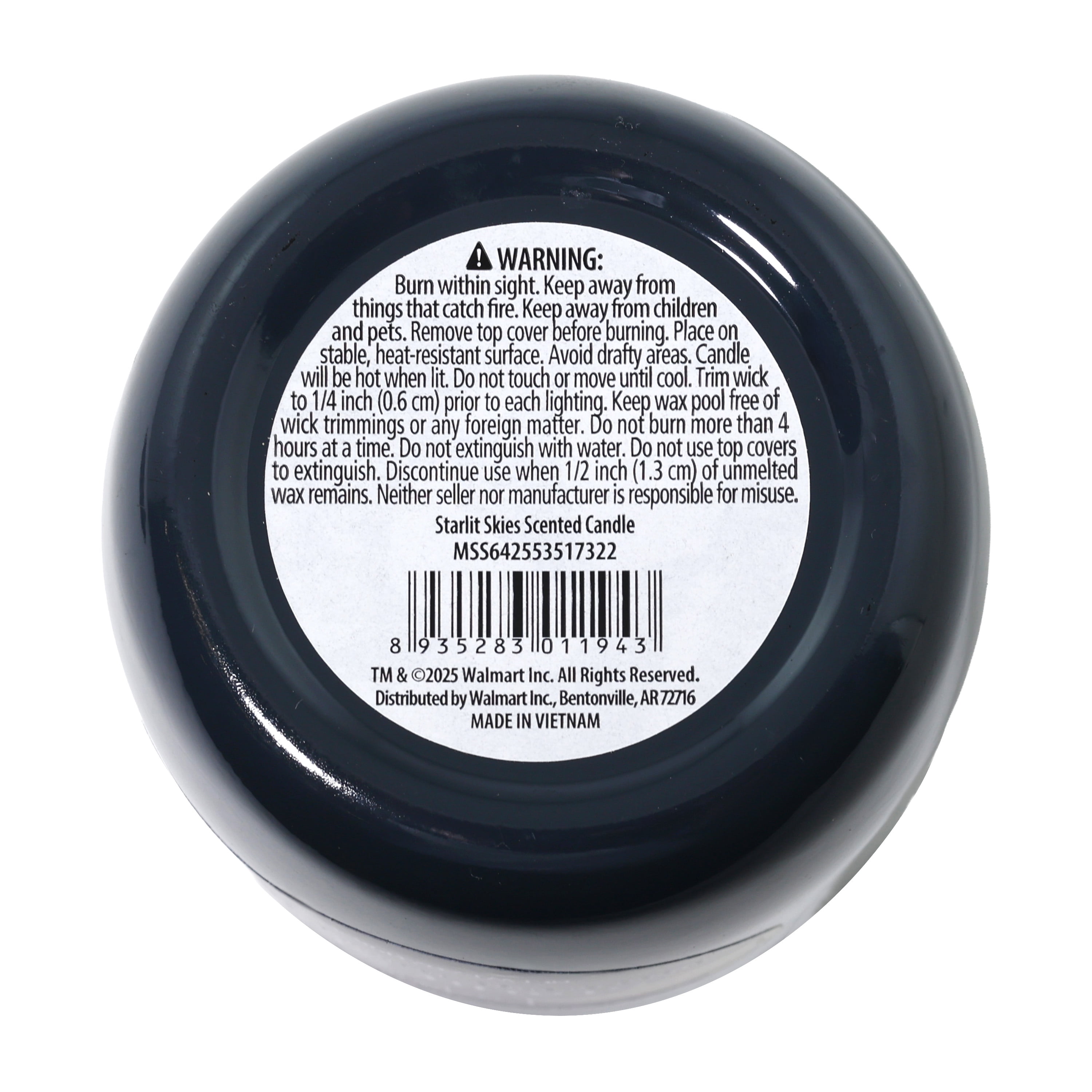Mainstays Starlit Skies 1-Wick Glossy Glass Candle, 7 oz