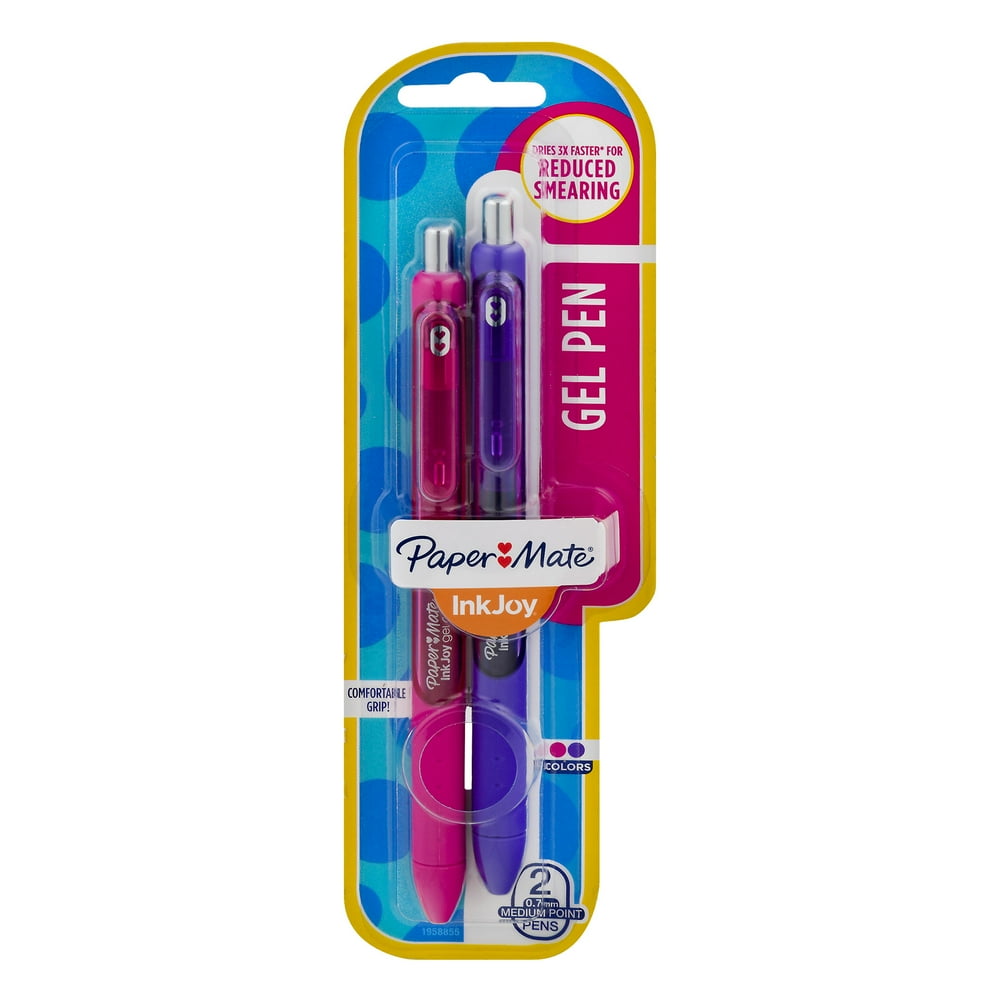 Paper Mate Ink Joy Gel Pens, Medium Point, Pink and Purple, 2 Count