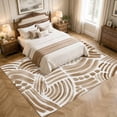 thumbnail image 4 of Area Rugs 5'x7', Brown Striped Carpet Runner Indoor Outdoor Rugs Home Decor Aesthetic, Farmhouse Rustic Abstract Lines Art Non Slip Mats Washable Accent Rug for Living Room Bedroom, 4 of 8