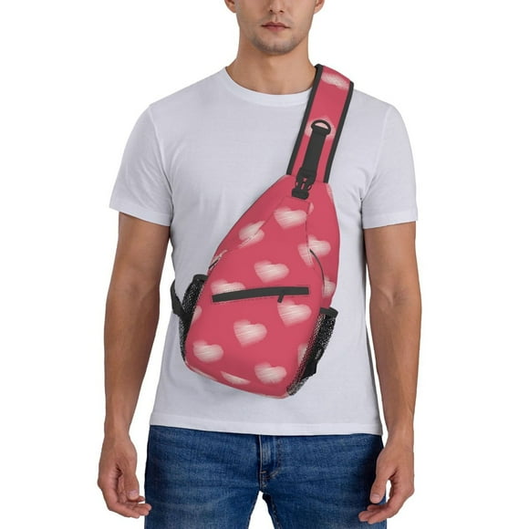 ZICANCN Crossbody Sling Bags for Women Men,Romance Pink Valentine Hearts Casual Shoulder Backpacks for Hiking Daypacks