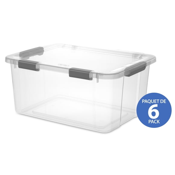 Sterilite 57 L HingeLID Storage Box, Gray - 6 Pk