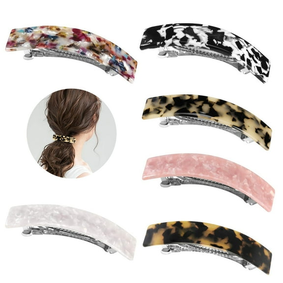 TEANOON 6 Pcs Large French Barrettes for Women Fine Thick Hair, Classic Shell Hair Clips Hair Accessories Automatic Clasp Hairgrip