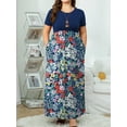 thumbnail image 6 of Mengpipi Womens Plus Size Floral Maxi Dress Short Sleeve High Waist Summer Casual Dress with Pockets M-5XL, 6 of 7