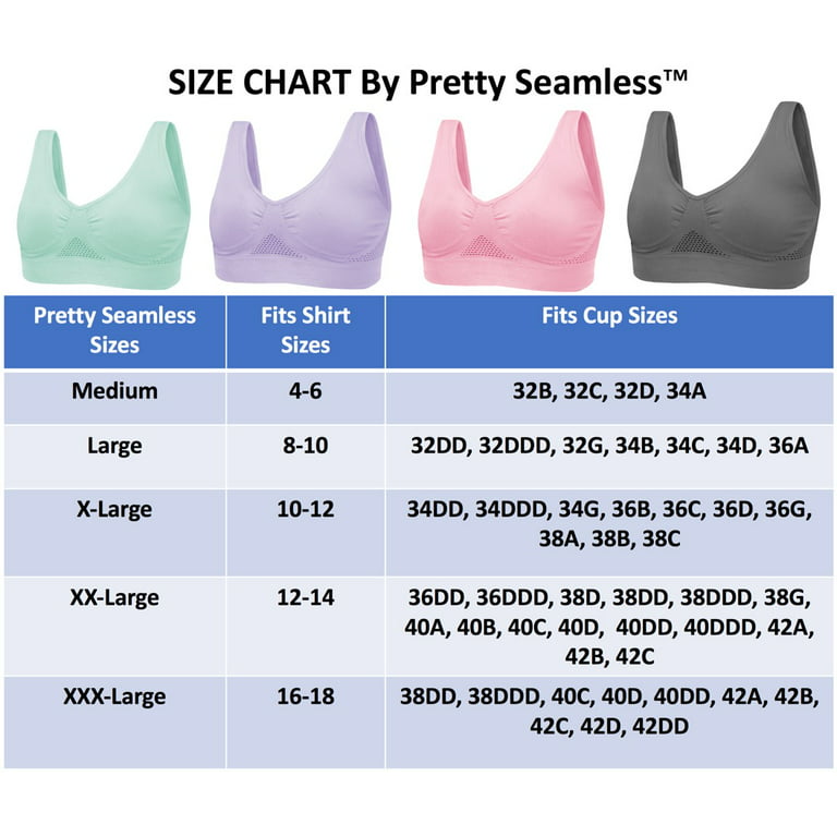 Pretty Seamless 4 Pack Women's Seamless Wireless Cooling Unpadded Comfort  Bra - Color: Sky Blue, Hot Pink, Peach, Bondi Mint