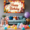 thumbnail image 6 of Autumn Leaves Happy Birthday Decorative Pumpkin Celebration Banner for Thanksgiving Indoor Party Seasonal Event, 6 of 7