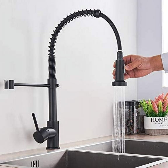 Kitchen Faucets with Pull Down Sprayer - Matte Black Kitchen Faucet 360