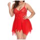 thumbnail image 1 of Gibobby Conjuntos de bragas con sujetador Ropa interior Pijamas Tela de malla Lencería de encaje Cuello en V Tallas grandes Mujeres Íntimos de(Rojo, G), 1 of 5