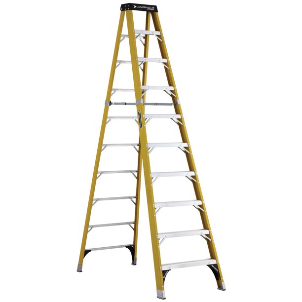 Louisville Ladder FS1110HD 10 ft. Fiberglass Heavy Duty Step Ladder, Type IAA, 375 Lbs Load
