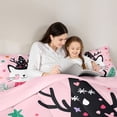 thumbnail image 4 of Homewish Funny Kitten Cat Bedding Comforter Set 7 Pieces for Teen, Cartoon Stars Print Full Bedding Set, Cute Kitten Animal Reversible Fitted Sheet Flat Sheet, Ultra Soft Bedroom Decor, 4 of 7