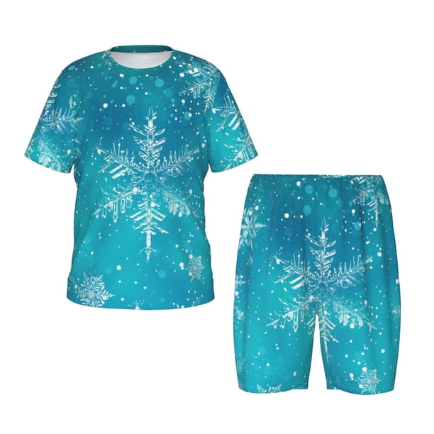 Balery Christmas Snow Conjunto de Pijama Infantil de Manga Corta con Estampado – Ropa de Dormir de Algodón Suave-X-Large