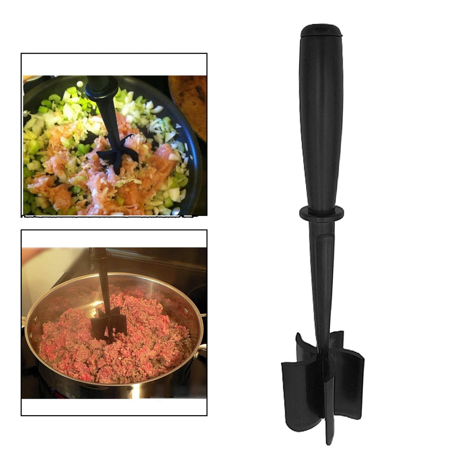 2pcs Meat/Potato Masher Safe for Cookware, Pack of 1, Black ,Hamburger Chopper Utensil, Size: 6.4x6.3x28cm