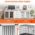 thumbnail image 5 of Wiilayok 94.5" Dog Crate Furniture for 2 Large Medium Dogs, Wooden Dog Kennel TV Stand with 3 Storage Drawers, 4 Bowls & Locks, White Brown Indoor Dog House, 5 of 9