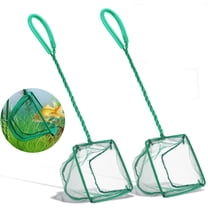 2 Pack Aquarium Fish Nets, 4 Inch Small Mesh Fish Catch Nets with Plastic Handle Green (Pine Green)