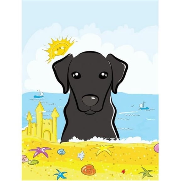 Black Labrador Summer Beach Canvas House Flag