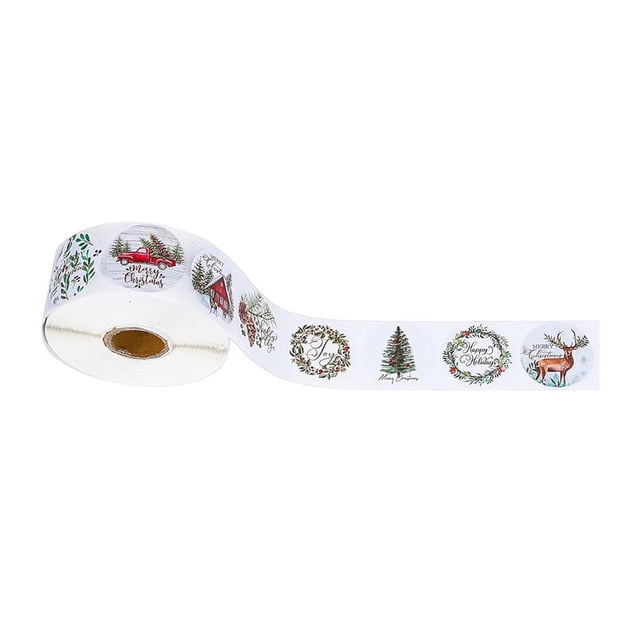 500 Piezas de 1 Pulgada de Etiquetas de de Feliz Navidad, Saludos Festivos, Decoraciones de Agradecimiento, Serie de Pegatinas para Cajas de Regalo