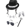 thumbnail image 2 of 4-Piece Sequin Costume Prop Kit with Headset Novelty Glasses and Gloves for Musical Performance Halloween Party and Creative Role Play Events One Size, 2 of 6
