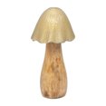 thumbnail image 6 of Mushroom with Metal Top for Home Decor - Figurine for Bathroom, Office, Room and Living Room - Modern Wood and Metal Sculpture Ornament for Shelf or Coffee Table Display - 8", Gold & Metallic, 6 of 10