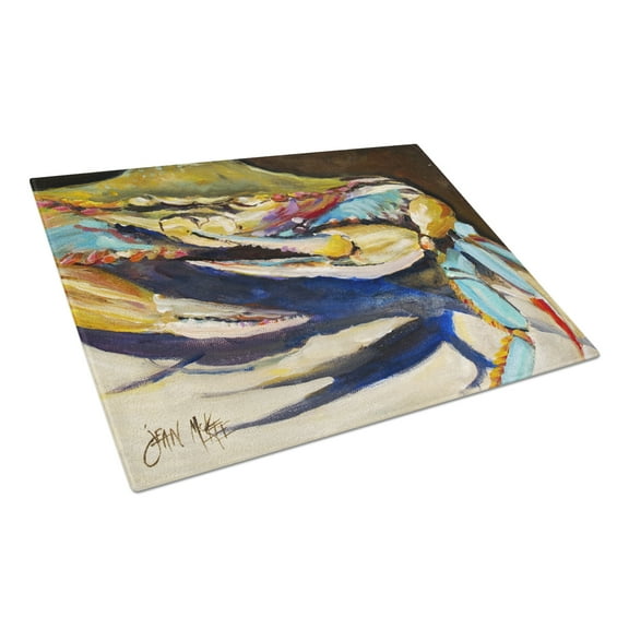 Caroline's Treasures JMK1100LCB Crab to Crab Blue Crab Glass Cutting Board Large, 12H x 16W, multicolor