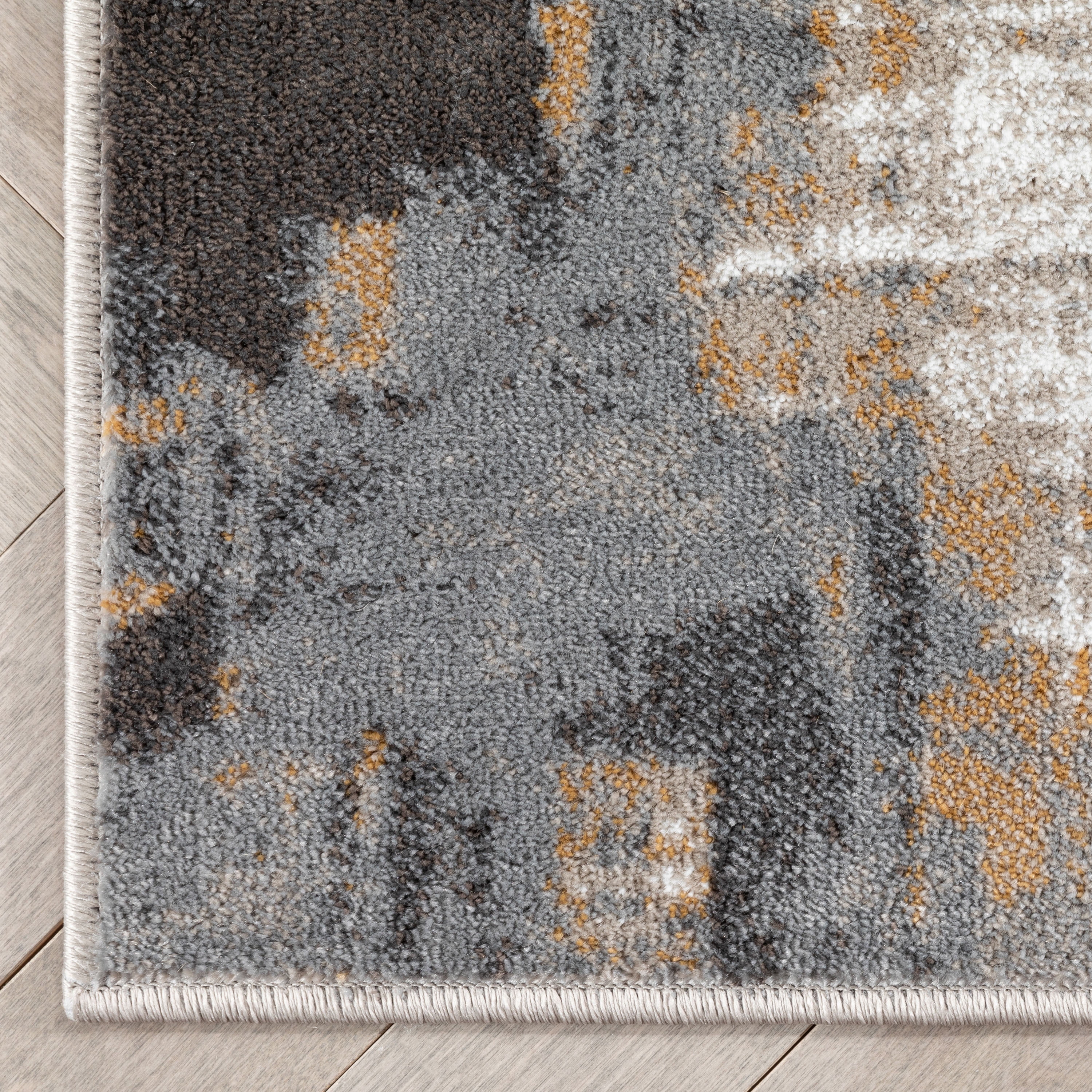 Well Woven Verity Abstract Area Rug, 3.92' x 5.25', Eclectic Geometric Pattern, Soft, Glam Pile, Distressed Design & Modern Color Palette