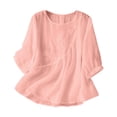 thumbnail image 2 of Holzkary Embroidered Cotton Linen Tops for Women 3/4 Sleeve Summer Boho Peasant Gauze Blouses Dressy Casual Bohemian Shirts Pink XL, 2 of 8