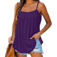 thumbnail image 2 of Loose Fit Tank Top Beach Tank Tops for Women Swing Tank Tops for Women Womens Sleeveless Tops Womens Pleated Tops Long Tunic Tank Tops for Women Purple M, 2 of 7