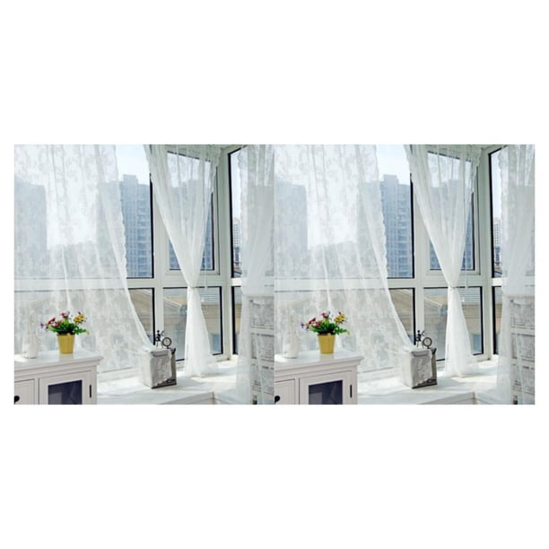 Cortina transparente blanca Bewildely Cortinas de ventana de poliéster 38 cm * 24 cm * 3 cm