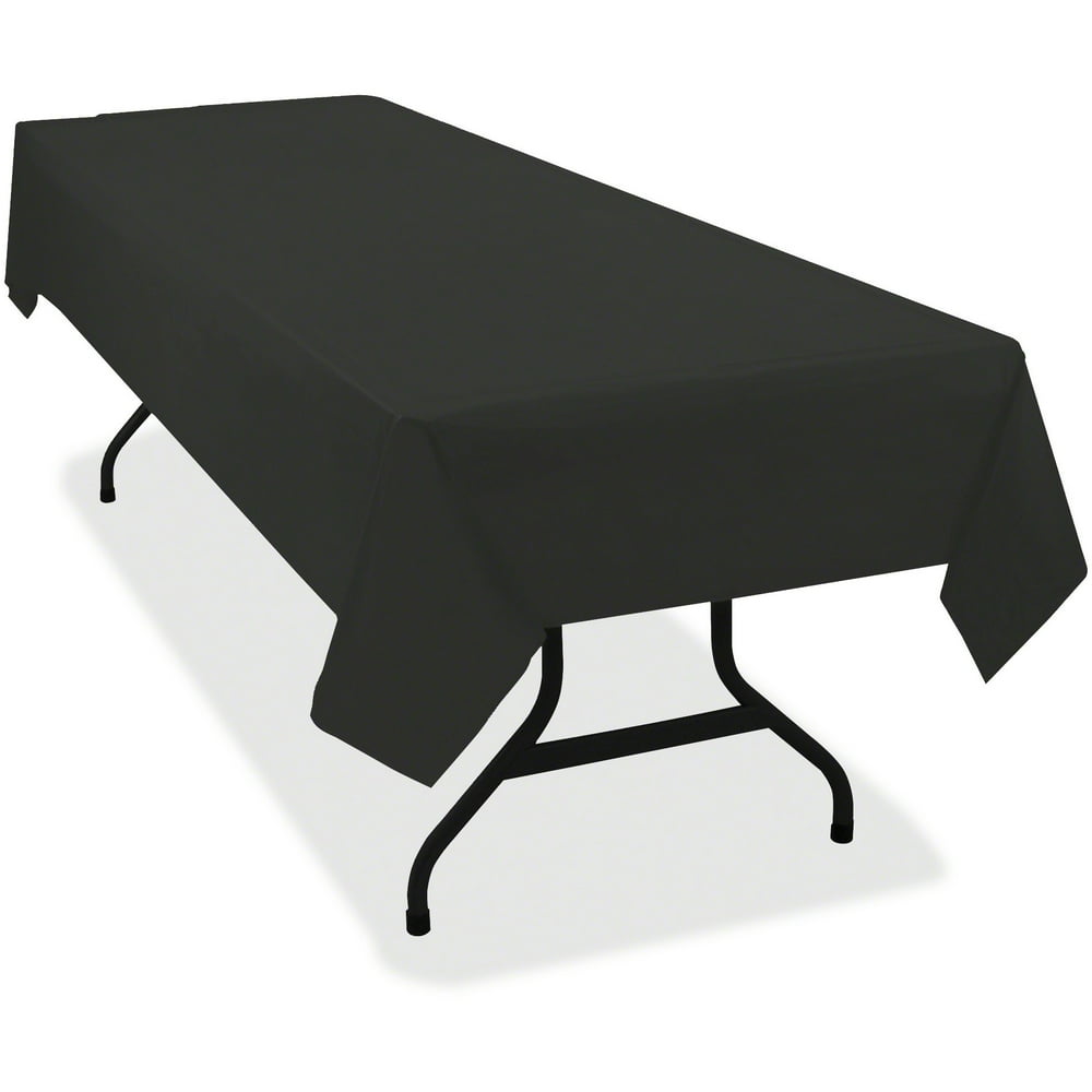 Tablemate Table Set Rectangular Table Covers, Heavyweight Plastic, 54 x 108, Black, 6/Pack