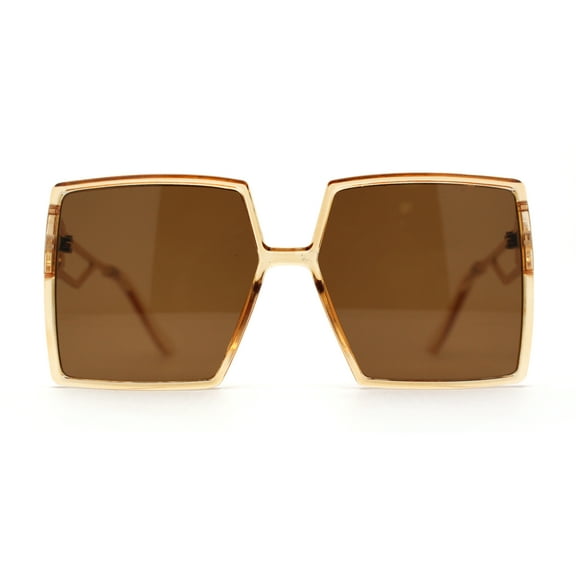 Womens Squared Thin Plastic Butterfly 90s Fashion Sunglasses Peach Brown