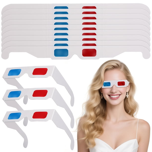 GOOHOCHY 100 gafas de cartón 3D universales anaglifo para películas y vídeos