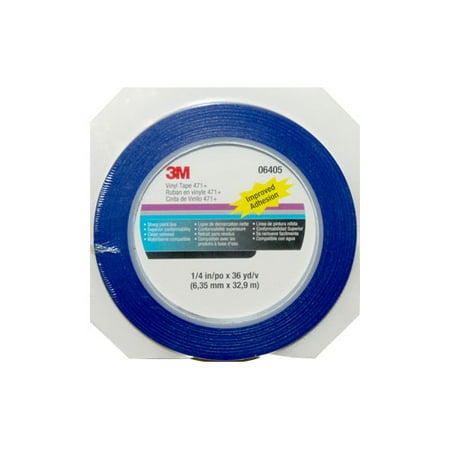3M Vinyl Tape 471+ for Masking, Sealing & Wrapping, 1/4" x 36 yd - 1 Roll 6405