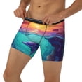 thumbnail image 3 of Rateoe Hawaiian Island Dolphin Print Men’s Underwear Boxer Briefs Soft Comfortable Underwear Boxer Briefs, Long Leg Briefs,Anti-chafing Boxer Briefs, 3 of 7
