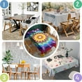 thumbnail image 5 of Colorful Tie Dye Star Mandala Rectangle Tablecloth 60"x120",Waterproof Polyester Rectangle Table Cloth, Wipeable Spillproof Polyester Tablecloth for Dining, Camping, Indoor and Outdoor, 5 of 6
