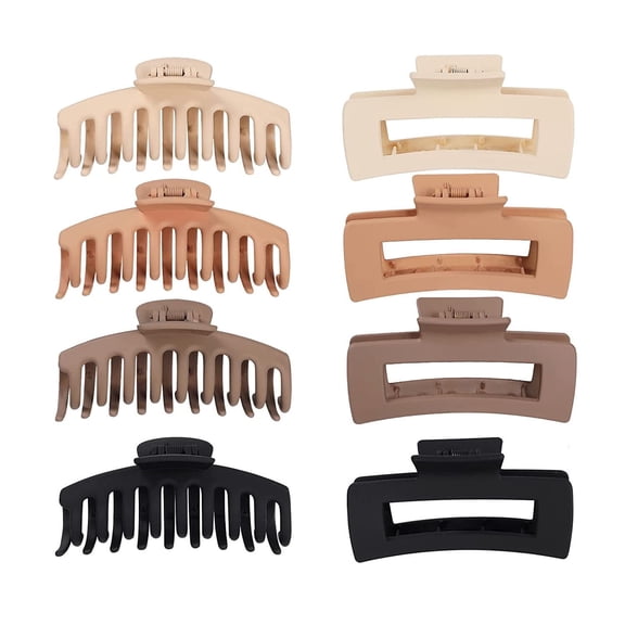 8 Pack 4.3" Large Hair Clips,Claw Clips,Hair Clips for Women & Girls,2 Styles 4 Colors Internal tooth design Strong Hold Matte Claw Hair Clips for Women Thick Hair & Thin Hair,Vintage Hair Clip