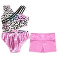 thumbnail image 4 of Alvivi Girls Leotard 2 Piece Asymmetrical Shoulder Straps Sports Dance Gymnastic Leotards Jumpsuit Leopard 14, 4 of 7