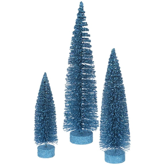 Vickerman 12"/16"/20" Turquoise Glitter Oval Artificial Christmas Tree, Unlit