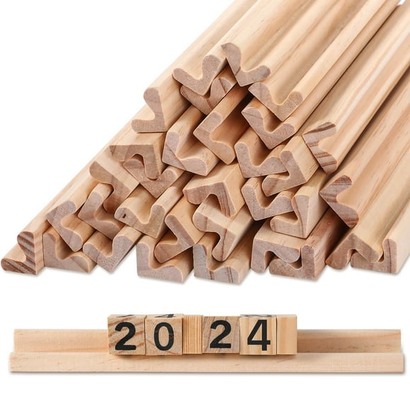 Sumind 32 Pack Wooden Tile Holders Letter Replacement Wood Racks Tile Holders Smooth Trays for Letter Tiles Crafts and Game Stands, 7.36 x 1 x 0.66 Inch