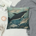 thumbnail image 2 of COMIO  Fish Pillows Nature Nautical Ocean Sea Seaweed Coral Whale Shark Dolphin Throw Pillow Cover Decorative Pillow Case Square Cushion Accent Home Blue, 2 of 5