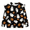 thumbnail image 5 of Uorisanigo Toddler Girl Oversized Sweatshirt Crewneck Long Sleeve Pumpkin Ghost Shirts with Ruffle Shoulders, 4-5T Hooded Pullover Tops for Fall Winter Spring, 5 of 7
