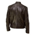 thumbnail image 3 of GXIPO Mens Leather Jacket Real Lambskin Cafe Racer Style Leather Biker Jackets For Men Brown XL, 3 of 4