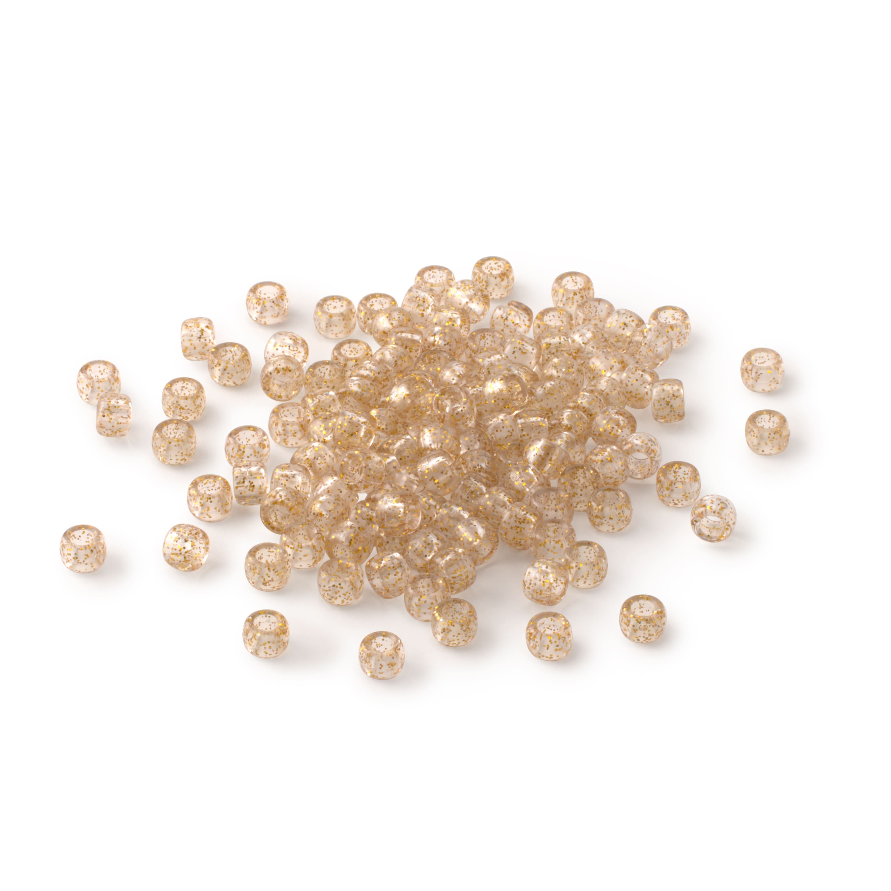 12 Packs: 580 ct. (6,960 total) Gold Glitter Pony Beads by Creatology - 6mm x 9mm