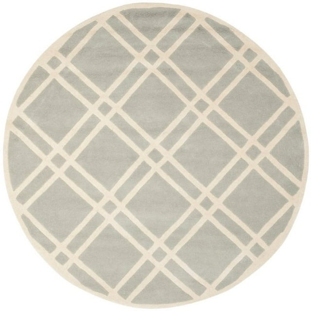 Safavieh Chatham 7' Round Hand Tufted Wool Rug in Gray and Ivory