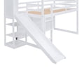 thumbnail image 6 of Twin Size House Loft Bed with Storage Shelves and Light, Wood Kids Loft Bed with Slide and Storage, Twin Playhouse Bed with Climbing Ramp, for Boys, Girls, No Box Spring Required, White, 6 of 9