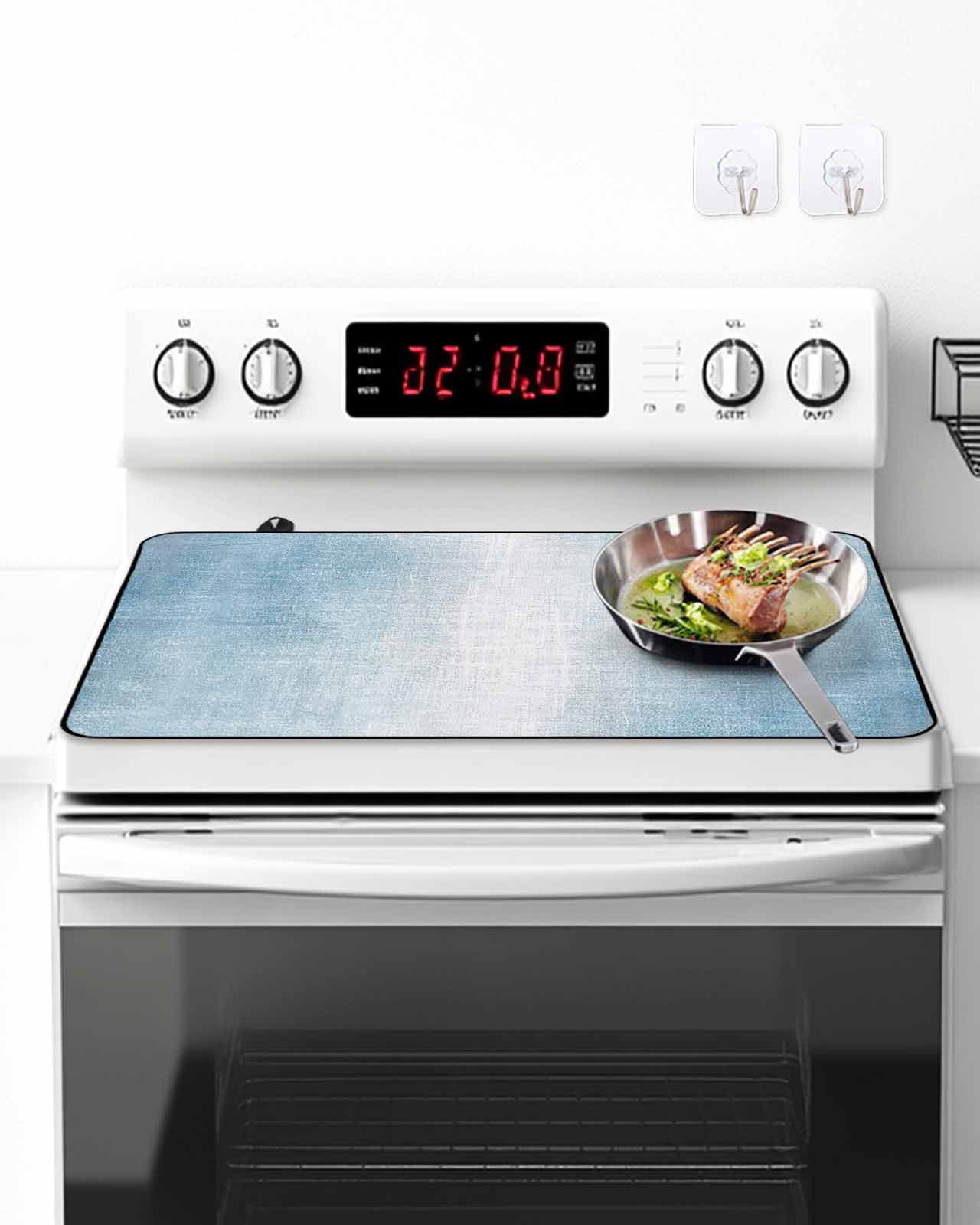 Stove Top Covers for Electric Stove, Blue Ombre Glass Stovetop Cover Protector, Modern Abstract Art Aesthetics Induction Cooktop Protector Oven Mat for Kitchen Countertop 24"x21"