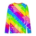 thumbnail image 5 of Wxolcjlv T-Shirt For Womens Rainbow Stripe Long Sleeve Crew Neck Loose Casual Simple Tees,Sizes S-XXXL, 5 of 5