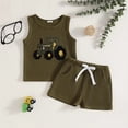 thumbnail image 2 of WUANDIXFA Toddler Baby Boy Summer Clothes Embroiderey Waffle Knit Tank Top + Casual Shorts Cute Clothing Set,Dark Green,18-24 Months, 2 of 6