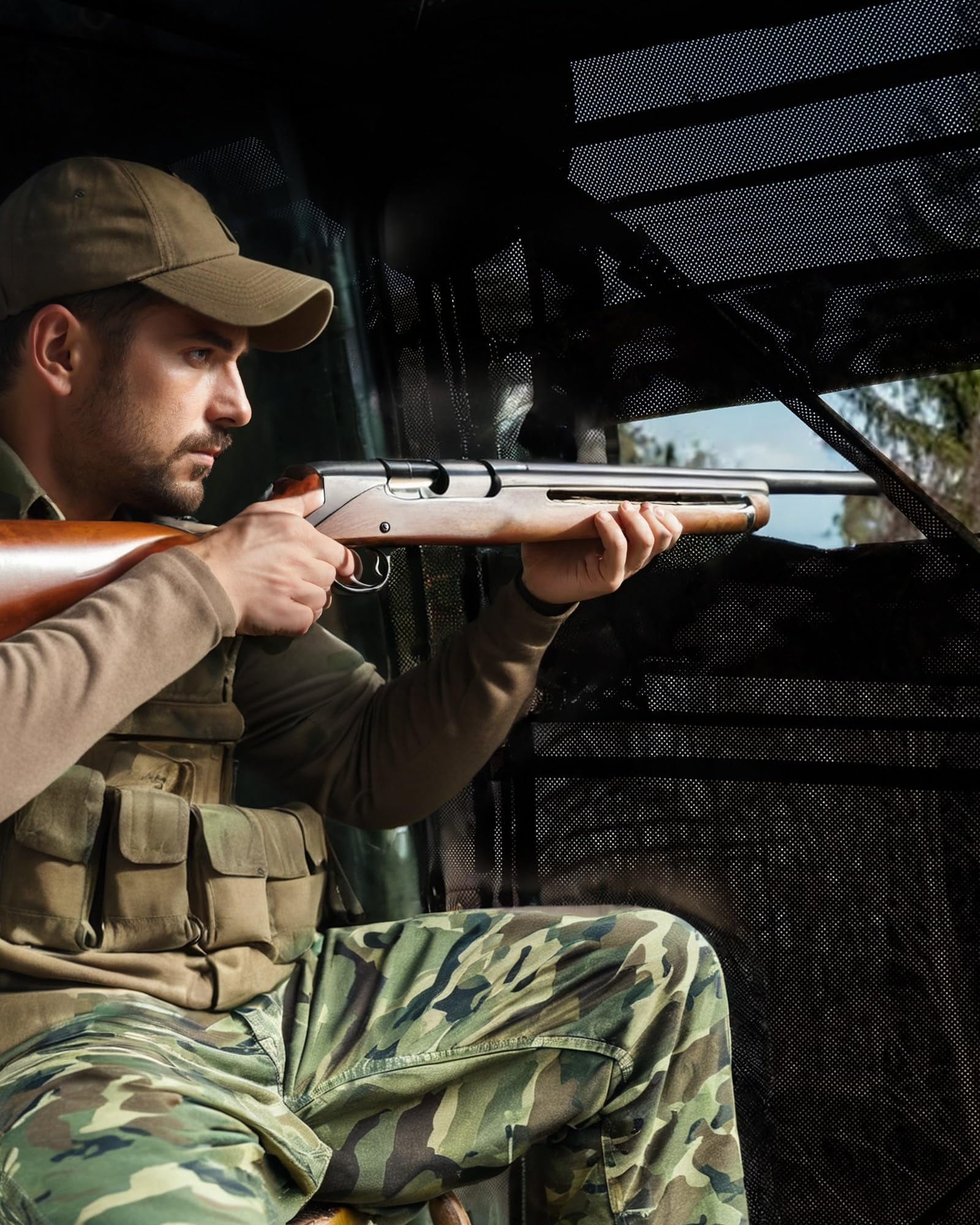 Towallmark Hunting Blind, Pop Up Ground Blinds for 4-6 People, 116" 58" 66" H with 270° See Through Windows and Silent Magnetic Door, Lightweight for Outdoor Hunting