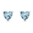 thumbnail image 3 of 14K Solid Gold Screw Back Stud Earrings for Women | 1.5 cttw Heart Cut Natural Swiss Blue Topaz | White Gold, 3 of 5