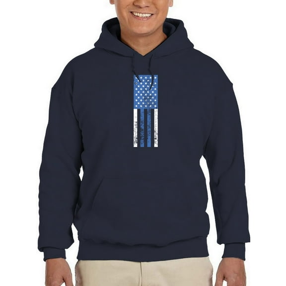 Smartprints Mens Graphic Hoodie Navy - Vertical Blue And White Flag Cotton Blend Classic Fit