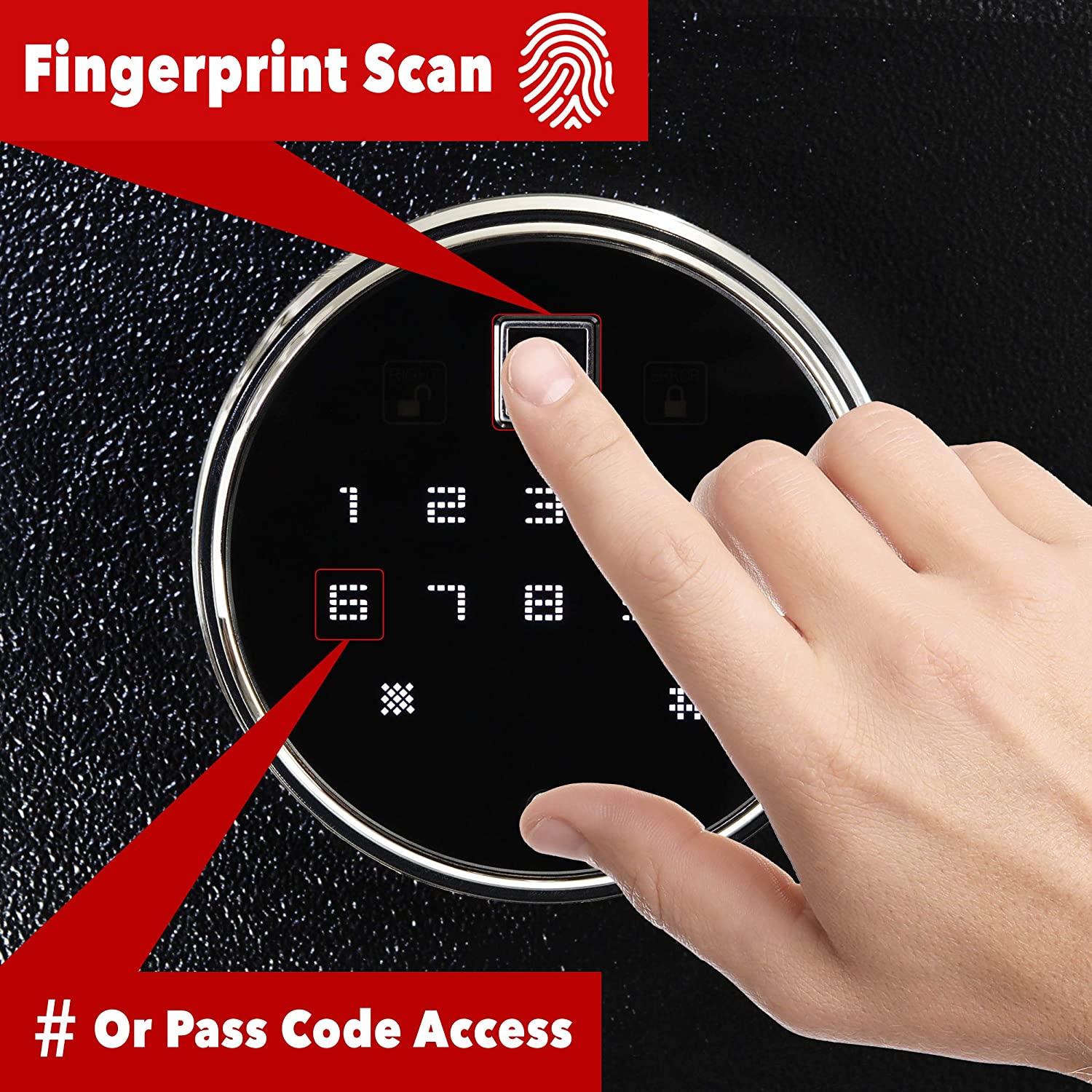 Intact Large Quick Access Biometric Fingerprint Security & Gun Safe with Full Keypad Wide